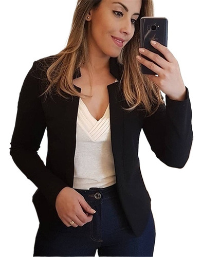 Chamarra Tipo Blazer Profesional Casual De Color Liso Temu