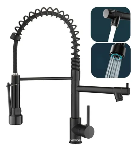 Torneira Yesop Cozinha Gourmet Monocomando Preto Fosco 50 Cm