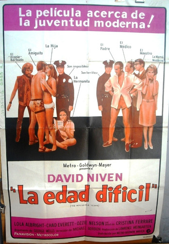 Afiche Original De La Película La Edad Difícil David Niven