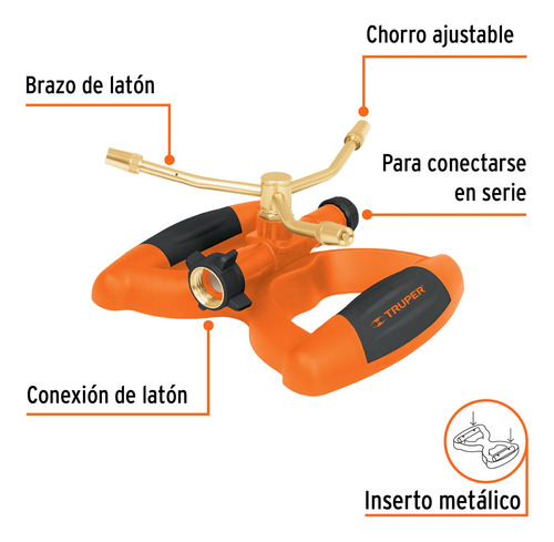 Aspersor Metálico De 3 Brazos Con Base Plástica Truper 11298
