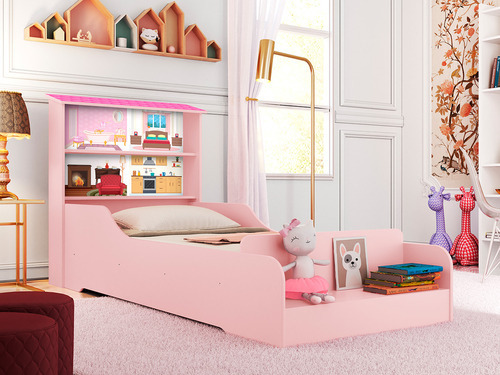 Cama clásica Loja Tigo Cama Infantil casinha cuna color rosa con diseño de liz fabricada en mdf