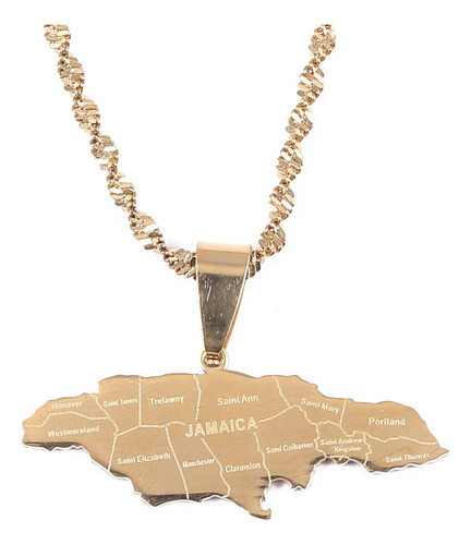Br Gold Jewelry Mapa De Acero Inoxidable De Jamaica Con Col.