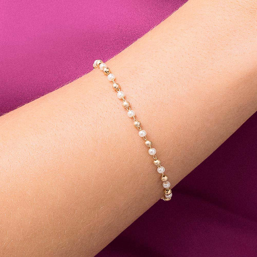 Pulseira Rommanel Banhada A Ouro 18k Com Pérolas - Tam.19m