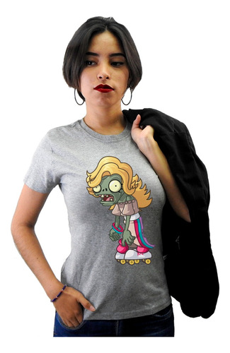 Cleen Gris Playera Plantas Vs Zombies Patines Pvz