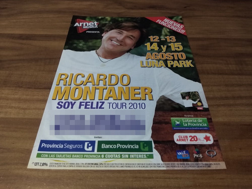 (pd783) Publicidad Ricardo Montaner Luna Park * 2010