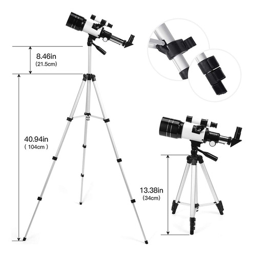 Telescopio Astronómico Zoom 150x Ajustable Trípode Mochila T