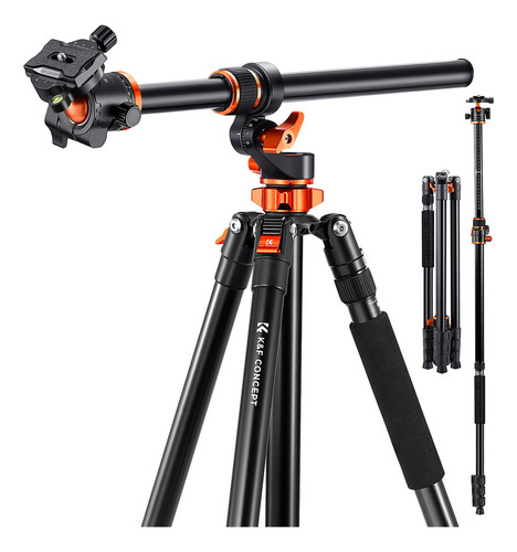 Tripie K&f Concept T254a7 Con Cabezal 360° Color Negro