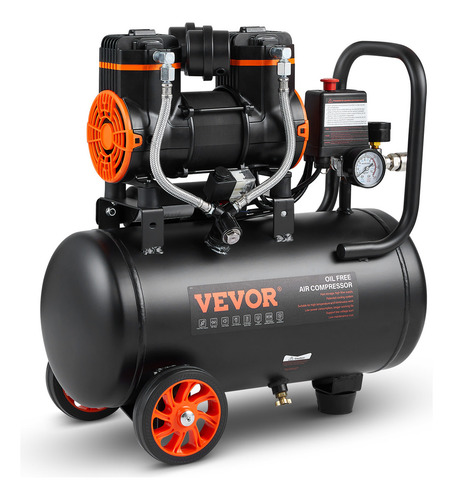 Vevor Compresor De Aire Ultra Silencioso Sin Aceite 18l 900w Negro