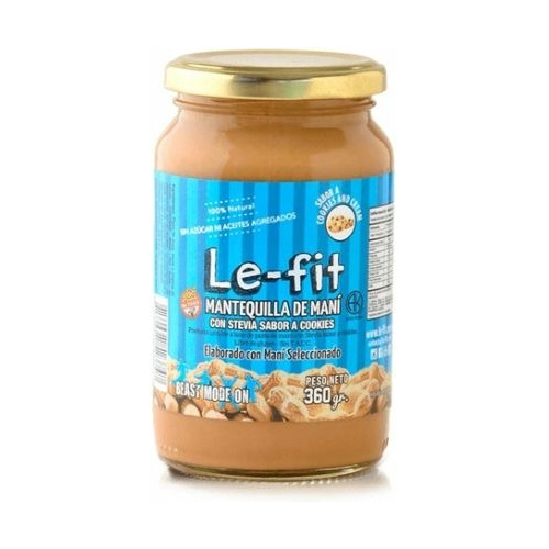 Mantequilla De Maní Con Stevia Sabor A Cookies Lefit (x360g)