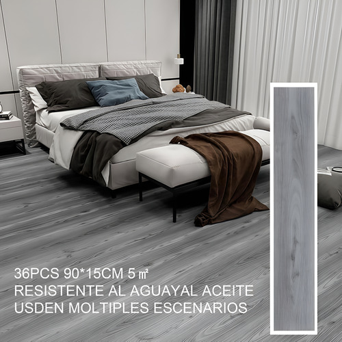 36 Piezas De Pegatinas Autoadhesivas De Pvc Para Suelo Veta De Madera Gris