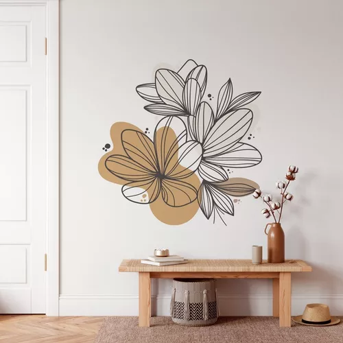 Vinilo Decorativo Flores Boho Nordico Deco Pared Adhesivo 2 - $ 5.751