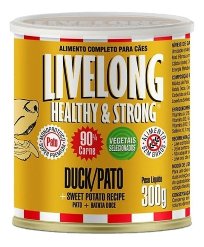 Alimento Livelong Lata Para Cães Sabor Pato 300g