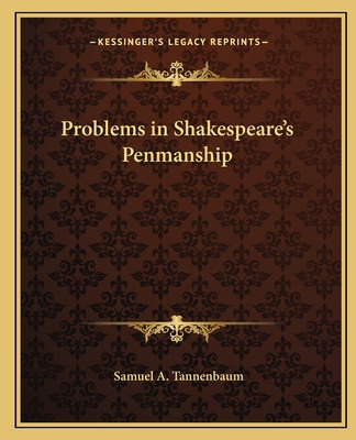 Libro Problems In Shakespeare's Penmanship - Tannenbaum, ...