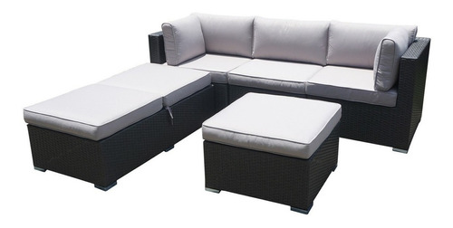 Juego De Jardin Sofa Sillones Mesa 5 Pzas Simil Ratan