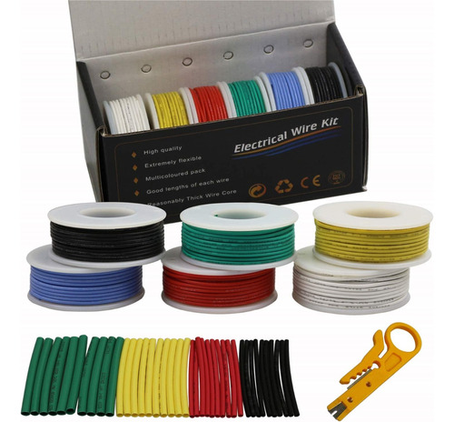 Kit De 6 Rollos De Cable Siliconado 18awg Varios Colores