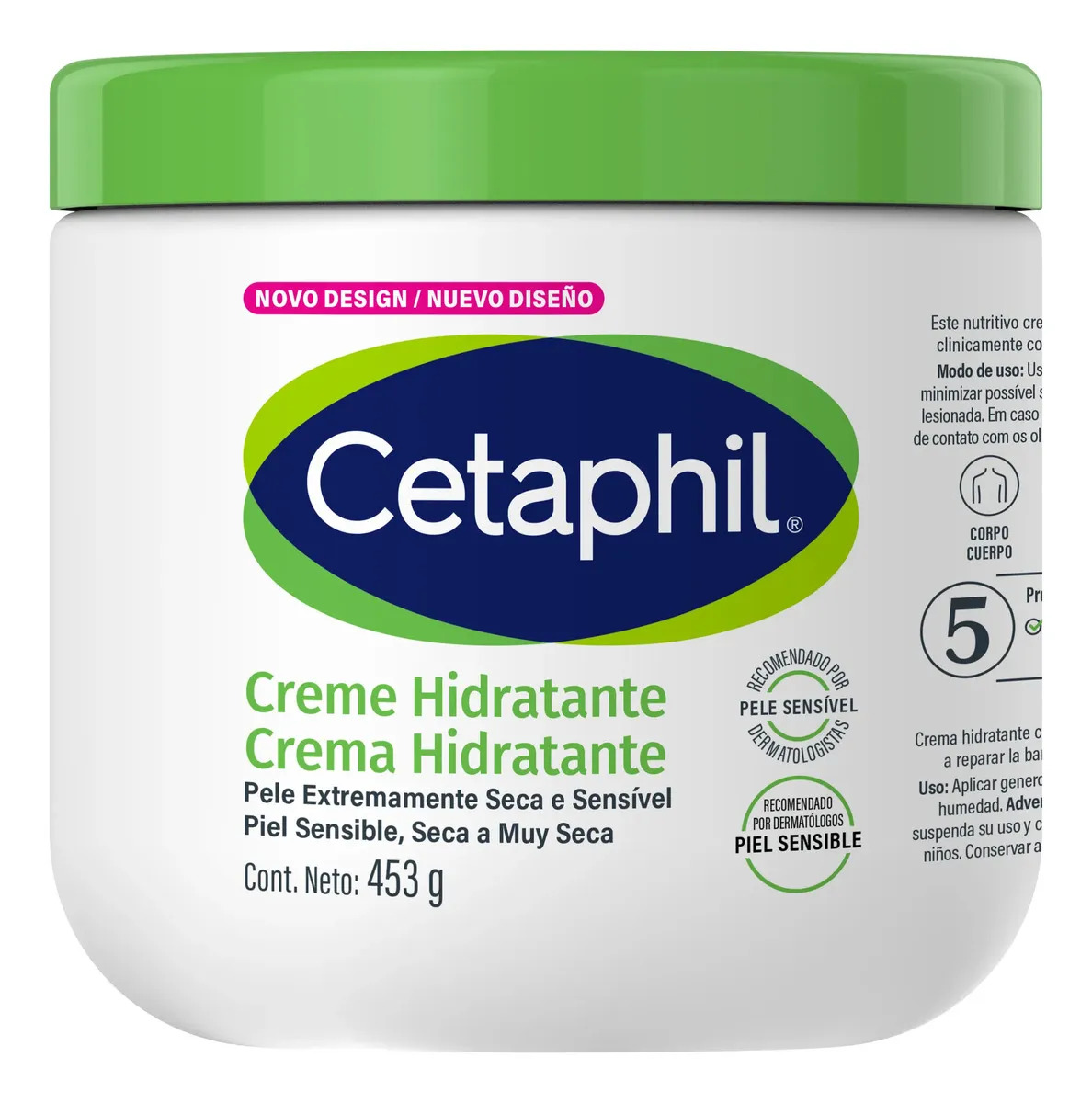 Cetaphil Creme Hidratante Corporal para Pele Seca e Sensível 453g - Hidratação por 48h