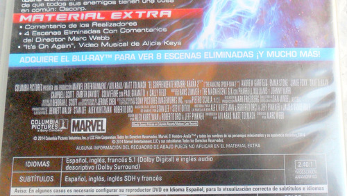 El Sorprendente Hombre Araña 2 : La Amenaza De Electro * Dvd