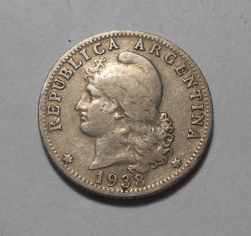 Argentina Escaso Niquel De 20 Centavos 1938 - Km#36