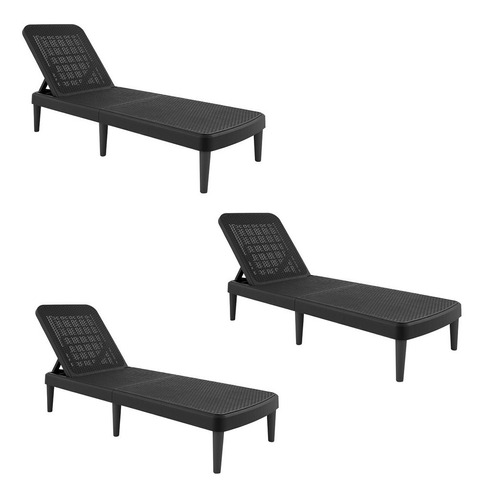 Set De 3 Camastros Plegables Tipo Rattan, Protección Uv