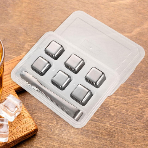 Cubos De Hielo Enfriadores De Acero 6 Plata Con Clip