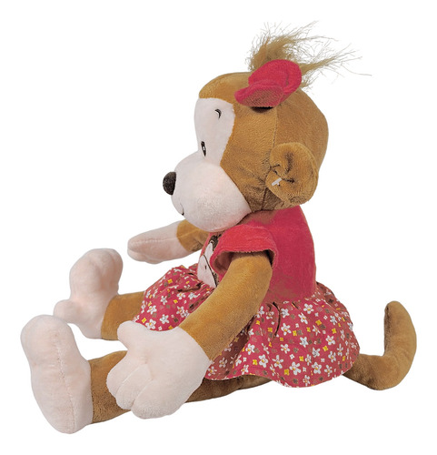 Macaco Sorrindo Pelúcia Com Roupinha 38cms - Roupa Vermelha
