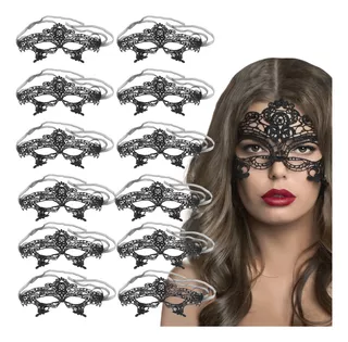 12 Antifaz Encaje Disfraz Mascara Carnaval Halloween Mujer
