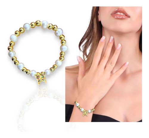 Pulsera Mariposa Con Brillantes Oro Lam 14k