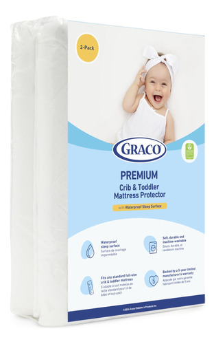 Graco Premium Waterproof Crib And Toddler Mattress Protecto.