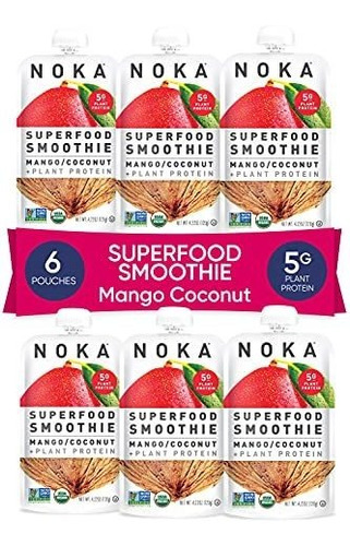 Batidos Noka Superfood Mango Coco, Orgánicos, 4.22 Oz, 6 Ud.