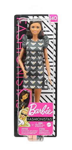 Barbie Fashionistas - 140 Morena Vestido Ratinhos
