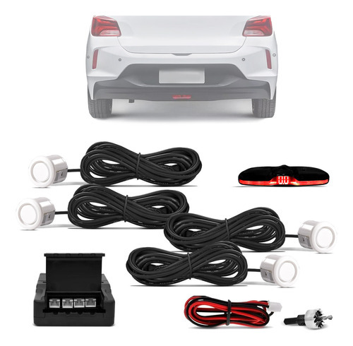 Sensor De Estacionamento Ré Branco 4 Pontos 18mm Kx3