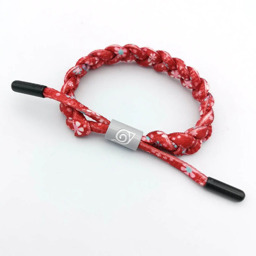 Naruto Shippuden - Pulsera Tela Sharingan Konoha Rosa Rojo