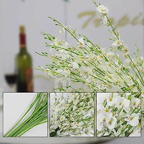 Welmatch White Artificial Orchids Faux Flowers - 10 Piezas 3
