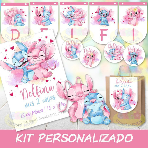 Kit Imprimible Stitch And Angel Invitaciones Personalizado