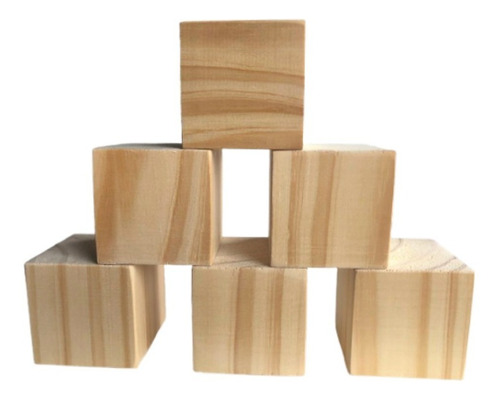 6 Cubos Didacticos Grandes Madera Maciza Pino 6,7 X 6,7 Cm