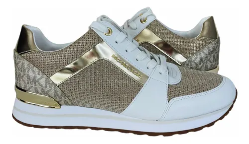 Tenis mk online blancos con dorado