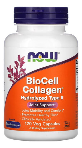 Colágeno Biocell Tipo Ii Hidrolisado 120 Cápsulas Now Foods Sabor No Flavor