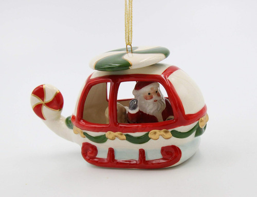 Ornamento De Árbol De Navidad De Helicóptero De Cerámica De
