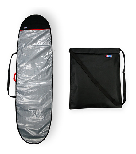 Capa Prancha Funboard Refletiva 7'0 A 7'4 Com Wetsuit Bag