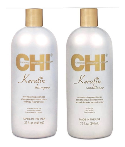 Chi Keratin Duo Shampoo 946ml Y Acondicionador 946ml Kit