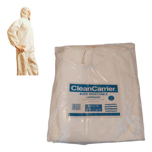 Buzo Desechable Polipropileno Blanco Cleancarrier