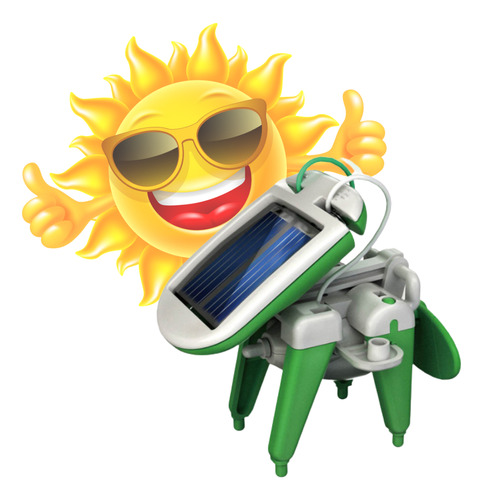 Robo De Brinquedo Carrinho Barco Energia Solar 6 Em 1 Cor Verde