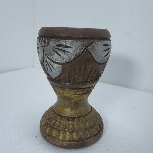 Imagem 5 de 9 de Vaso Copo Pilão Madeira Esculpido Antigo 17x11cm 550g Raro
