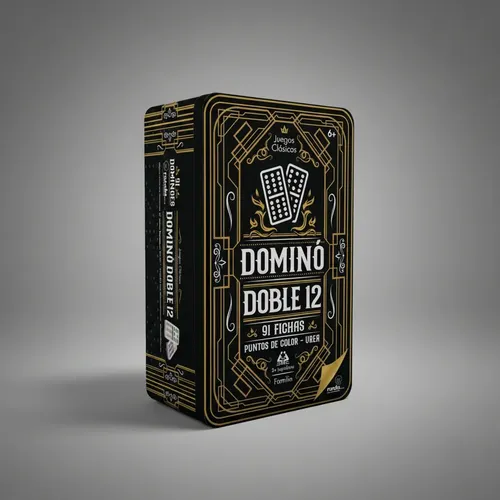 Dominó Doble 12 Con Caja Metálica – Juego De Mesa Clásico Para 2 A 8 Jugadores, Fichas De Tamaño Profesional, Ideal Para Familias Y Reuniones