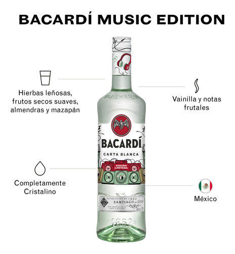Ron Bacardí Blanco 700 Ml Music Edition