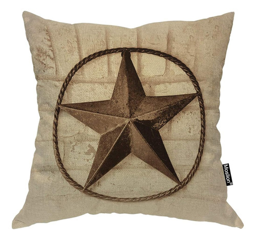 Funda De Almohada Moslion Texas Star 18x18 Pulgadas Vintage 