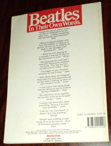 The Beatles In Thier Own Words Uk (Usado)