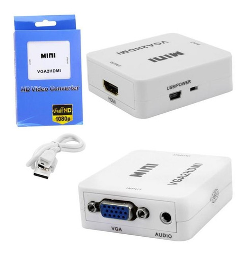 Imagem 1 de 7 de Adaptador Conversor De Vga Para Hdmi - Com Som Áudio