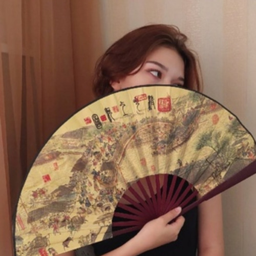 Kit 3 Leques Dobrável Bambu Cosplay Chinês Japão Kung Fu