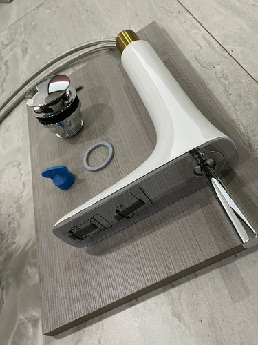Llave Monomando Lavabo Hansgrohe Blanco Con Desagüe Push-o Blanco Brillante
